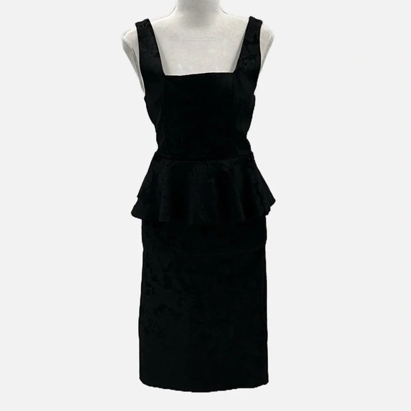 Alice + Olivia Yodi Square Neck Peplum Dress in Black - Size 0 (measured) - Picture 3 of 10